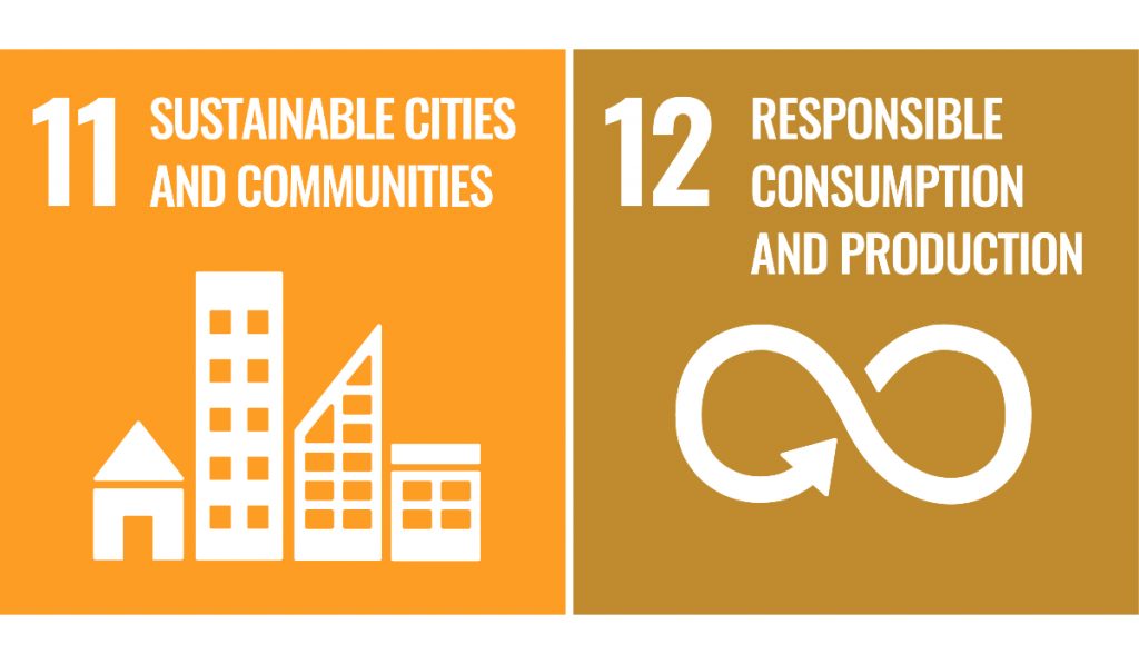 Sustainable Development Goals. Goal 11 - Sustainable Cities and Communities, Goal 12 - Responsible Consumption and Production