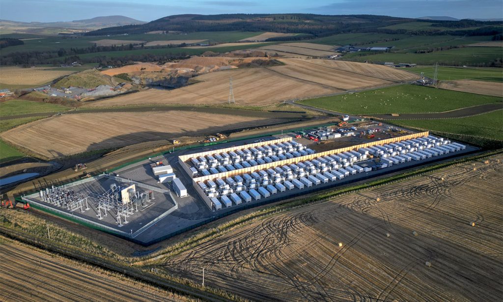 Aerial photo of Zenobē's battery project in Blackhillock, Scotland.