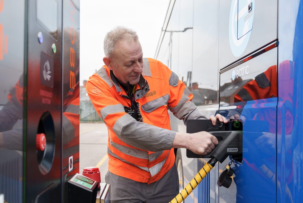 Bus operator using electric charger